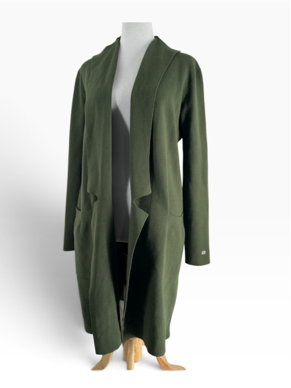 Soia & Kyo Benela Open Front Coatigan Olive Green Long Knit Cardigan Sweater